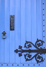 Ornate historic door, Durham