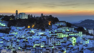 HDR image of the white village of Casares, captured at sunset