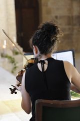 A solo violinist at Le Domaine.