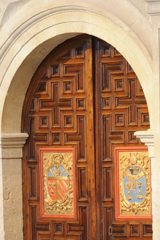 Ornate monastery doors at Le Domaine Hotel