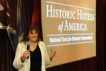Michelle talking at the Historic Hotels of America speech.