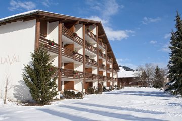 A snowy welcome to the luxurious La Val Hotel in Switzerland.