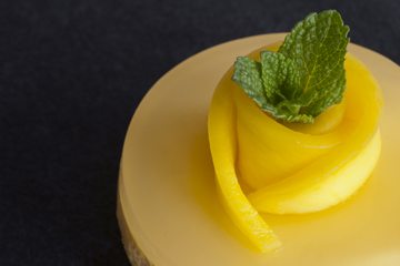 A delicious lemon and mango mousse - fine dining at its very best.