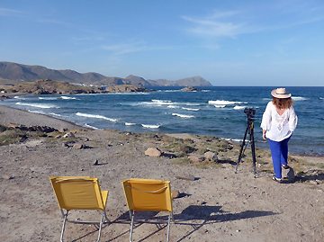 Michelle on shoot along the coast of Almeria, Andalucia, Spain.