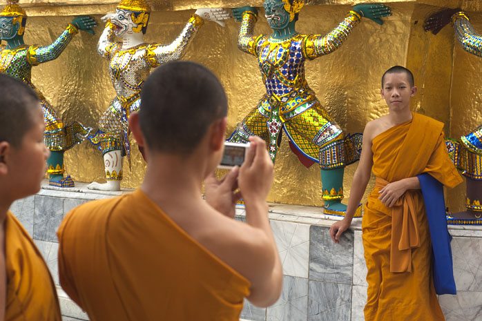 Buddhist Monk, photo call, Thailand © Michelle Chaplow Photography