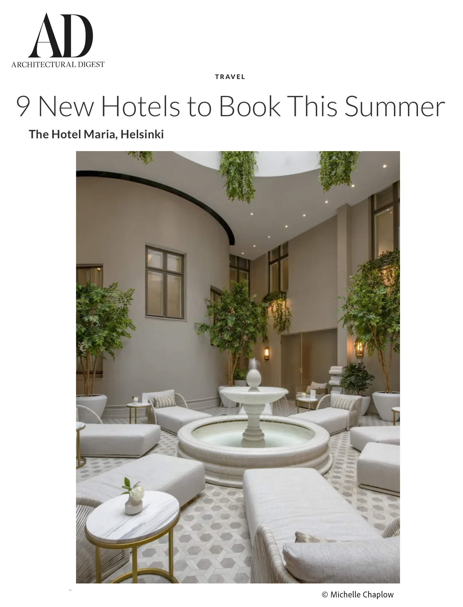 Photography of the Hotel Maria Spa by Michelle Chaplow published in AD